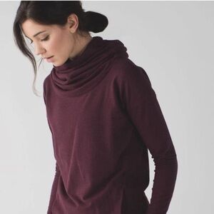 Women's lululemon size 6 Burgundy Sweater Cowlneck Hoodie Stress Less